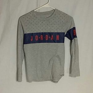 Air Jordan long sleeve gray t-shirt navy stars red spellout 1992 armband youth M